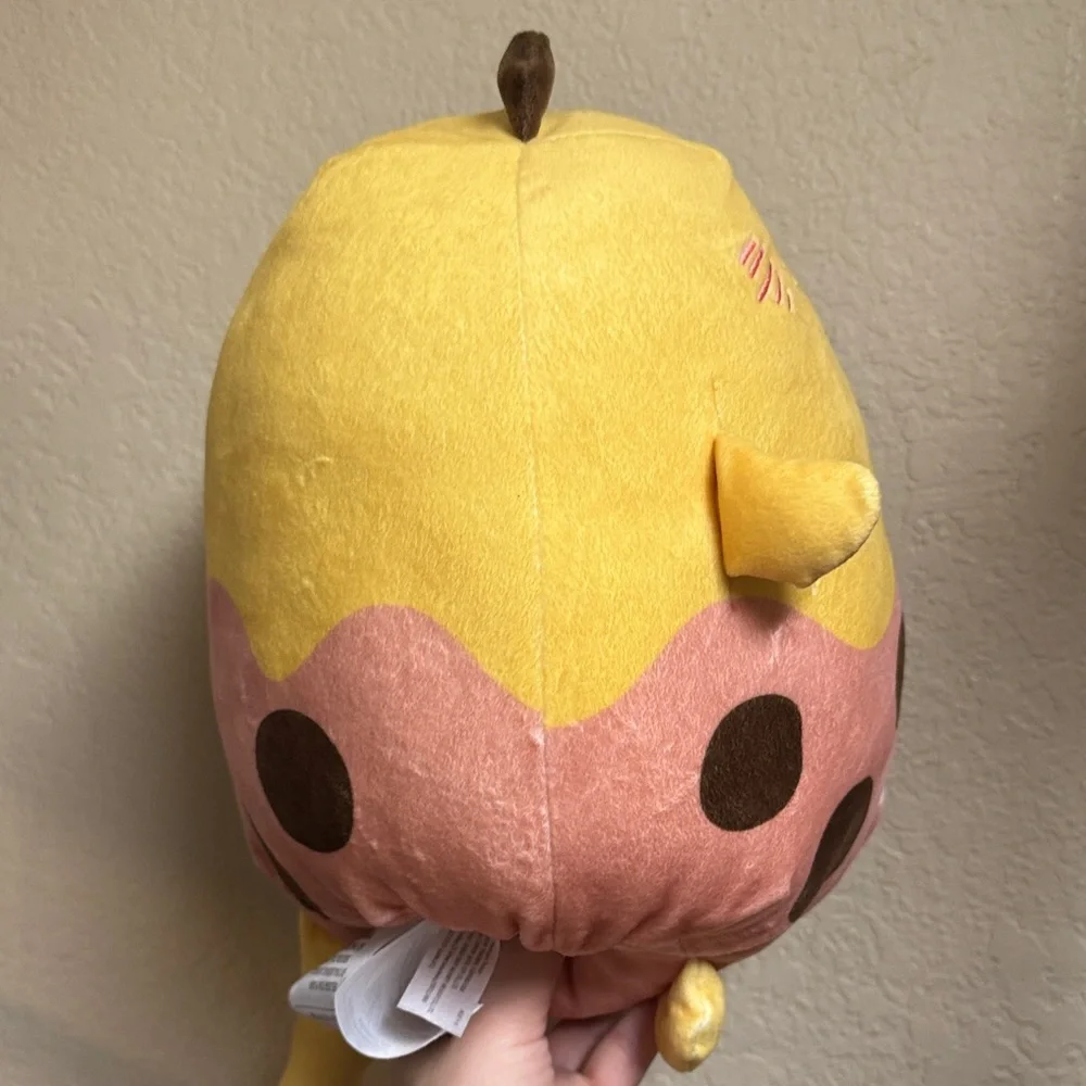 Adorable Yellow and Brown Cat Plush with Bubble Tea